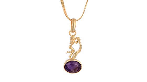 Amethyst /Jamunia Pendant with Chain