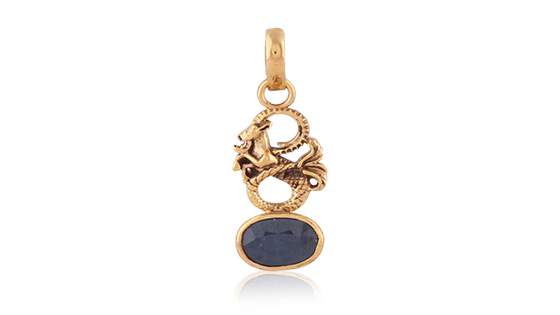 Blue Sapphire /Neelam Pendant Panchdhatu with Chain