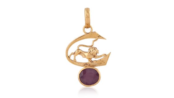 Ruby / (Manikya) Pendant Panchdhatu With Chain