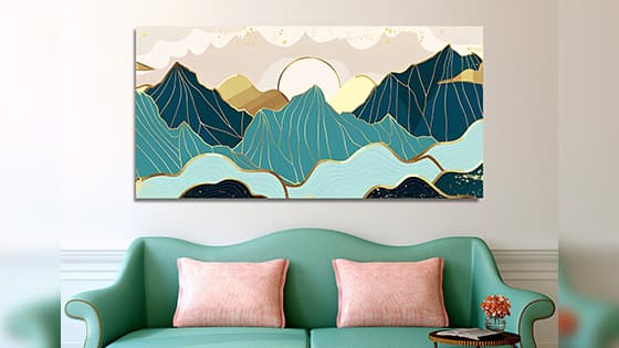 The golden mountains with sunset Canvas wall pinting (WP_0225F)