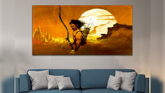 Shree Ram Orange & Yellow Canvas Wall Art Painting (WP_0262N)