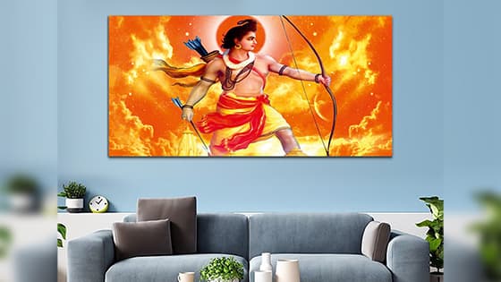 Shree Ram Orange & Yellow Canvas Wall Art Painting (WP_0263F)