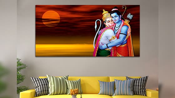 Shree Ram Hanuman Canvas Wall Art Painting (WP_0264F)