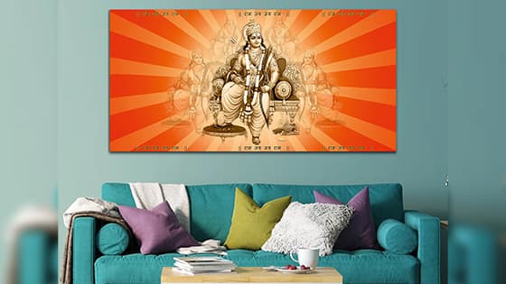 Shree Ram tample Orange & Off White Wall Art Painting (WP_0267F)