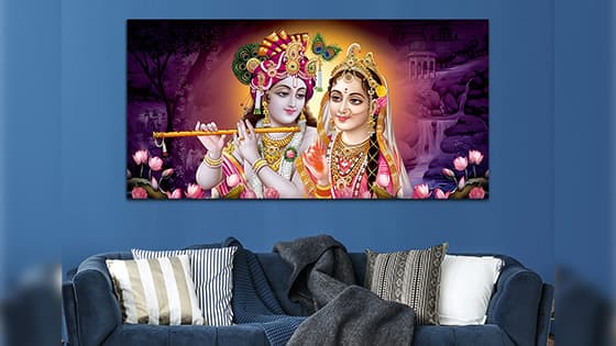 Radha Krishna Multicolor Canvas Wall Painting (WP_0329N)