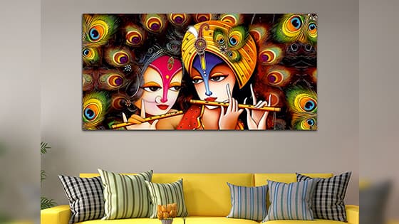 Radha Krishna Multicolor Canvas Wall Painting (WP_0334N)