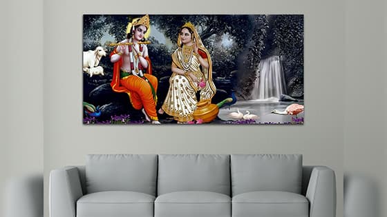 Radha Krishna Multicolor Canvas Wall Painting (WP_0335N)