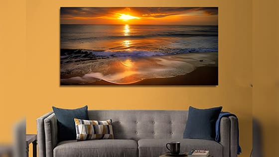 Beautiful Sunset With Beautiful Beach Canvas Wall Painting (WP_0213N)