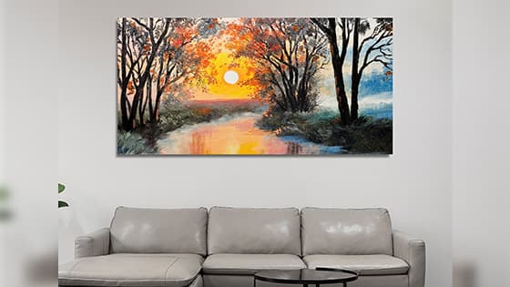 Sunset Sailing Ship Premium Canvas Wall Painting With Frame for Living Room (WP_0217N)